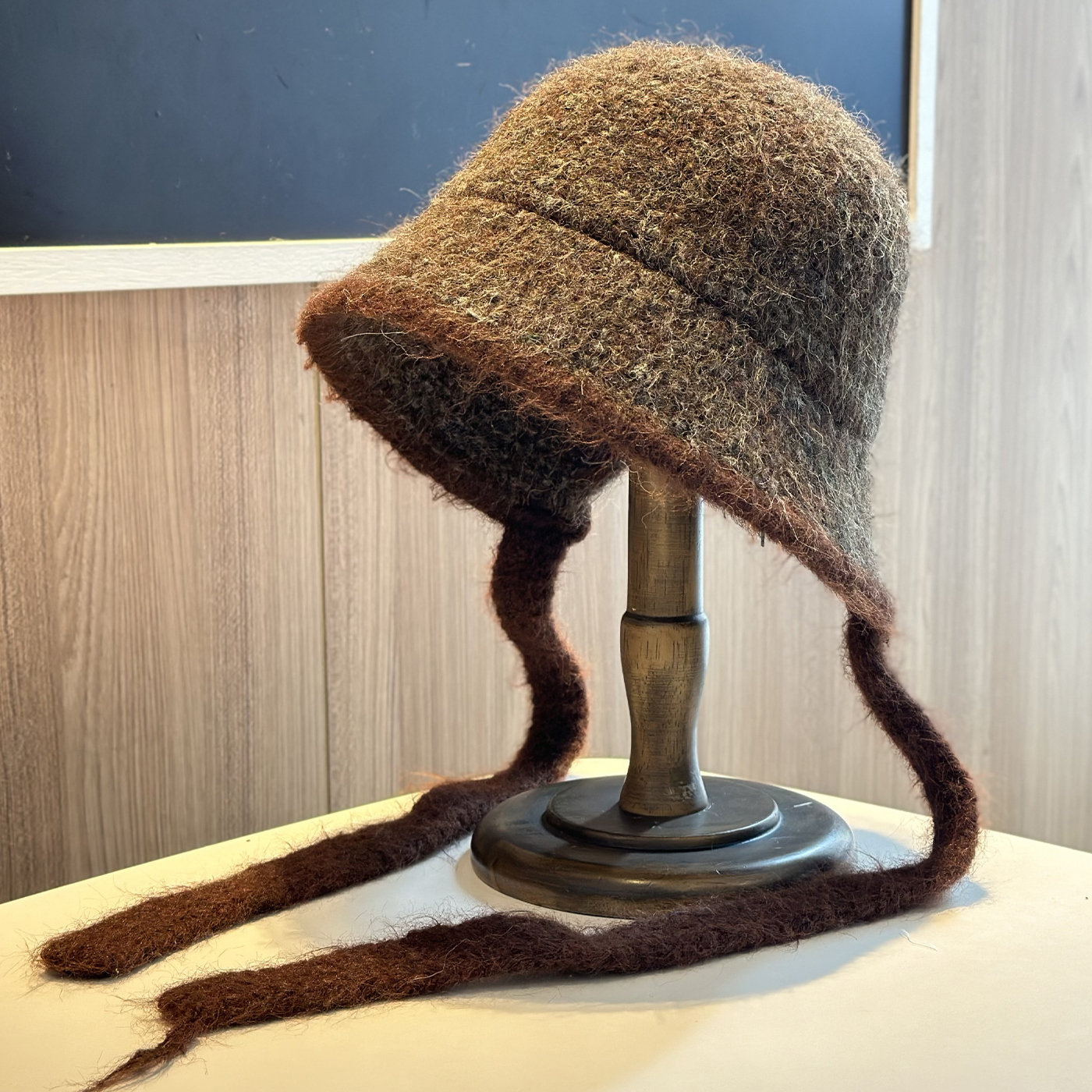 2025新款绑带纯色针织渔夫帽