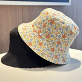 2025新款 休闲遮阳小花双面戴盆帽 小清新碎花百搭渔夫帽子女夏季