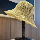 夏季 编织大檐花朵草帽子女防晒遮阳显脸小百搭度假沙滩帽2026新款