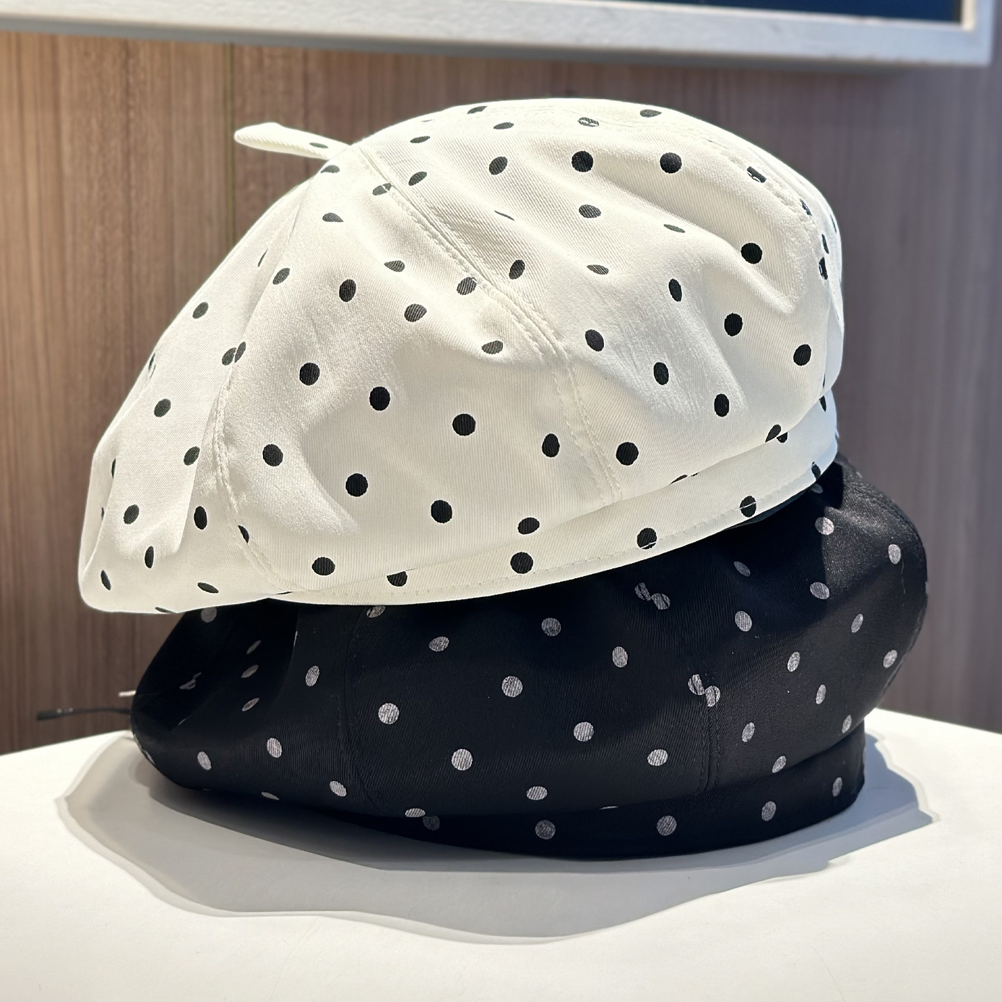 复古波点贝雷帽子女春夏季薄款蓓蕾帽ins网红显脸小画家帽南瓜帽