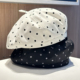 复古波点贝雷帽子女春夏季 蓓蕾帽ins网红显脸小画家帽南瓜帽 薄款