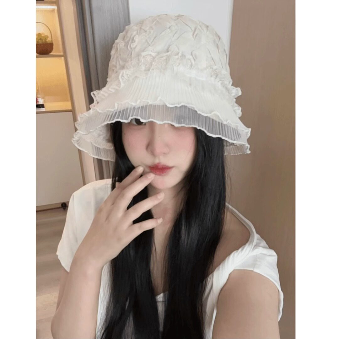 高级感!夏季渔夫帽蕾丝女春季帽