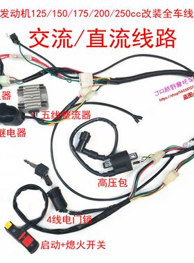 越野摩托车125 150  200 250cc自制车全车线路束电器件电启动总成