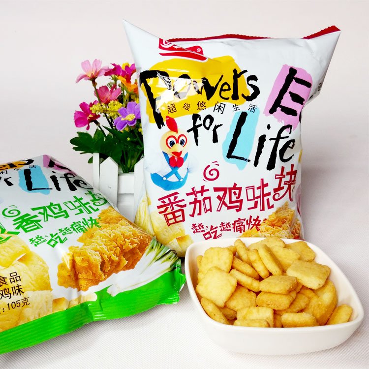 【乐意购连锁】盼盼鸡味块/卷105克膨化食品办公室休闲小吃零食