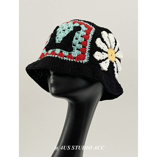 GD权志龙同款手工钩织渔夫帽