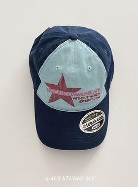 美式学院风复古拼色软顶刺绣鸭舌帽女韩版情侣百搭棒球帽男显脸小