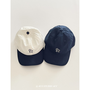 日系可爱小狗刺绣软顶鸭舌帽女2025春夏季 显脸小遮阳棒球帽男 新款