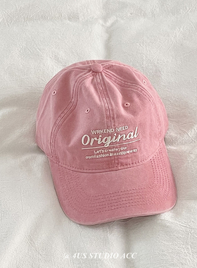 美式复古水洗棉软顶鸭舌帽女早秋新款韩版刺绣大头围棒球帽显脸小