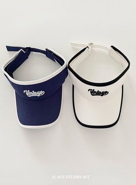 空顶刺绣字母鸭舌帽女夏季新款韩版遮阳防晒帽情侣出游无顶棒球帽