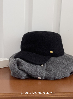 羊毛马术帽女秋冬季复古英伦风平顶报童帽时髦百搭鸭舌帽骑士帽