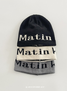 小众个性字母毛线帽韩版套头冷帽女瓜皮帽情侣潮牌街头秋冬针织帽