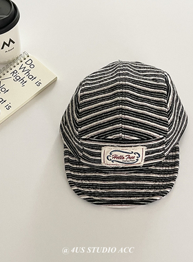 日系复古五片帽露营帽子女早春新款软短沿潮牌帽子男贴布鸭舌帽潮