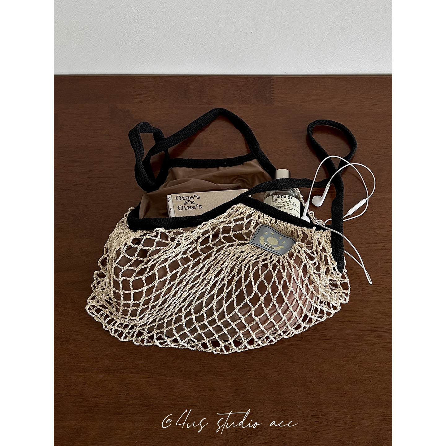 韩国小众设计编织网兜单肩包撞色镂空购物袋海边度假休闲手提包包