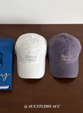 韩系氛围感刺绣字母软顶棒球帽女春季新款百搭显脸小遮阳鸭舌帽男