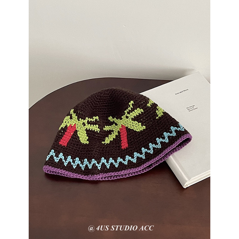 早秋新款小众设计手工编织椰子树渔夫帽女潮牌针织水桶帽男显脸小,服饰配件/皮带/帽子/围巾,帽子,淘宝优惠券,粉丝福利购,淘宝优惠卷