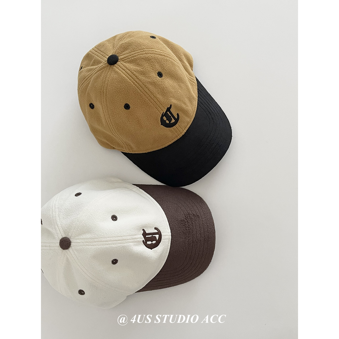 秋冬季户外保暖摇粒绒撞色鸭舌帽