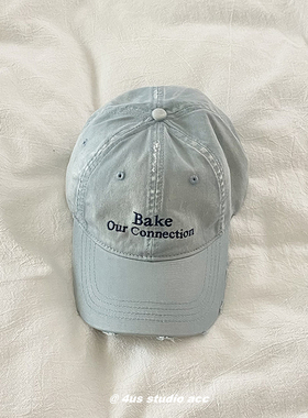 韩国ins磨毛做旧棒球帽女秋季新款软顶情侣遮阳鸭舌帽深顶显脸小