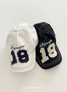 韩国ig博主同款四季百搭深顶大头围棒球帽女显脸小复古做旧鸭舌帽