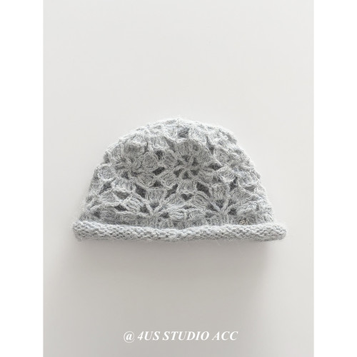 小众设计手工钩花毛线帽