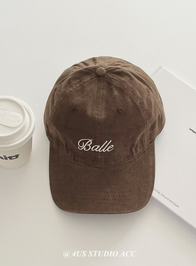 春夏季新款磨毛棉简约刺绣字母棒球帽女情侣户外遮阳鸭舌帽显脸小