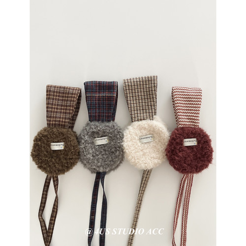 韩系氛围感系带针织毛绒耳罩