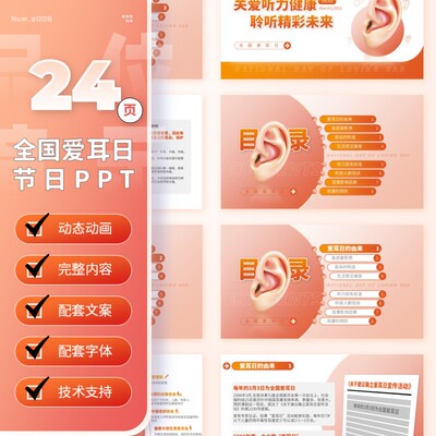 【d006】24页3.3全国爱耳日定制级科普节日PPT完整内容