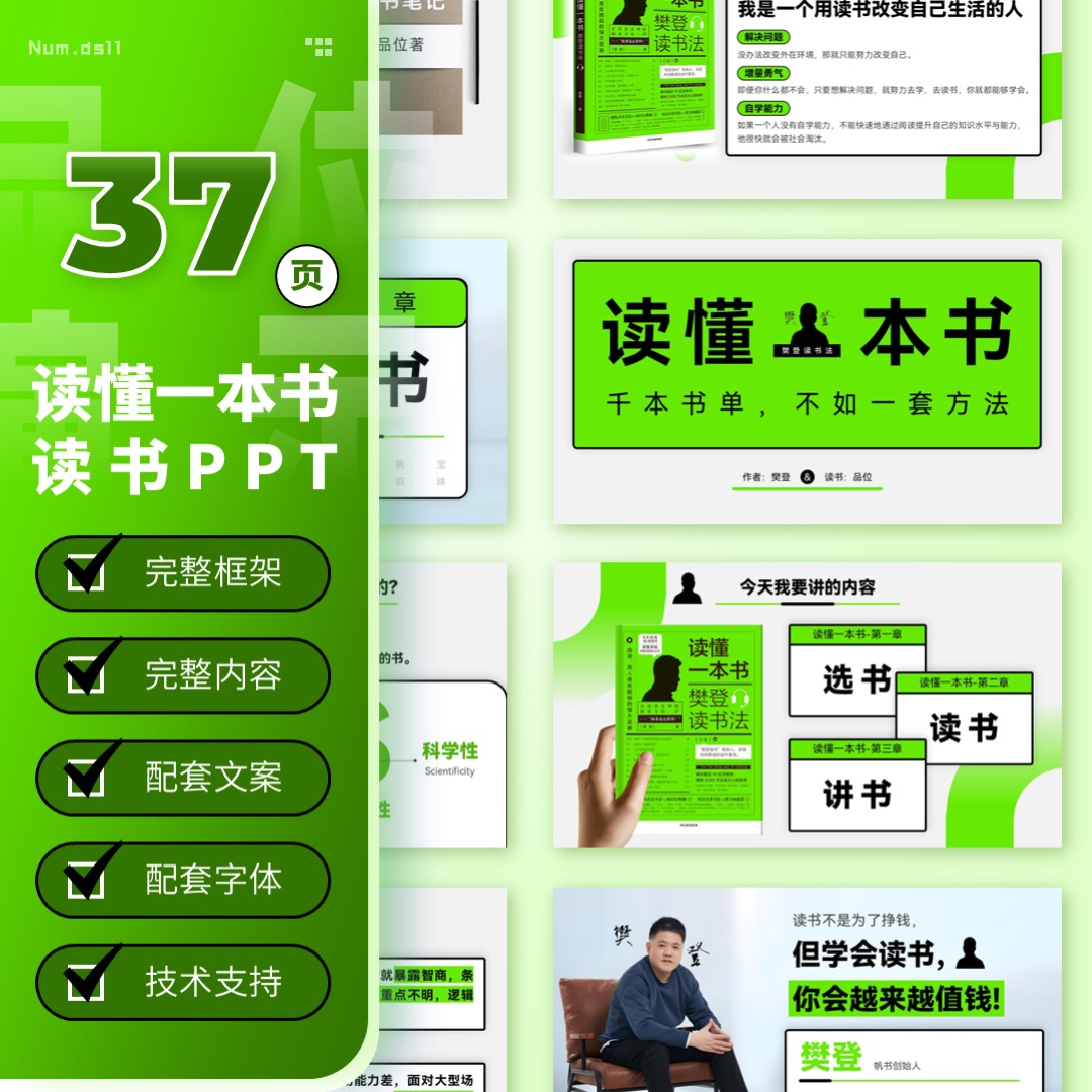 【ds11】37页读书笔记ppt：读懂一本书 樊登 品位PPT读书分享内容