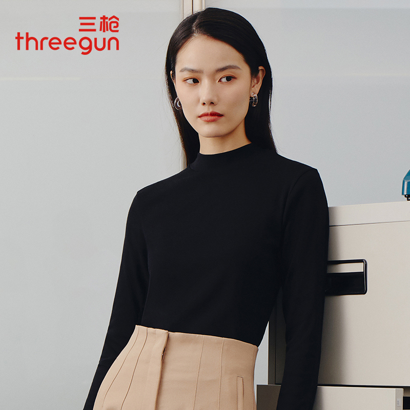 三枪纯棉半高领单件修身保暖衣