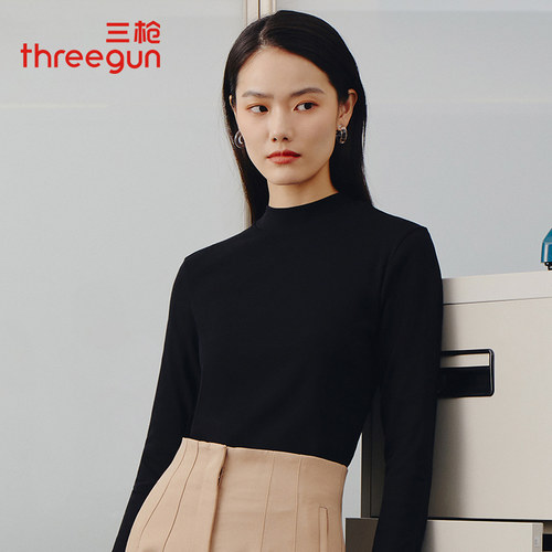 三枪纯棉半高领单件修身保暖衣