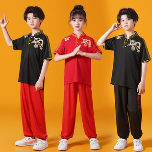 儿童武术练功服中国风表演服武馆训练体能服夏短袖学生太极演出服