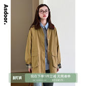 风衣洋气翻领上衣 初高中生复古中长款 艾上朵女童外套2025秋装 新款