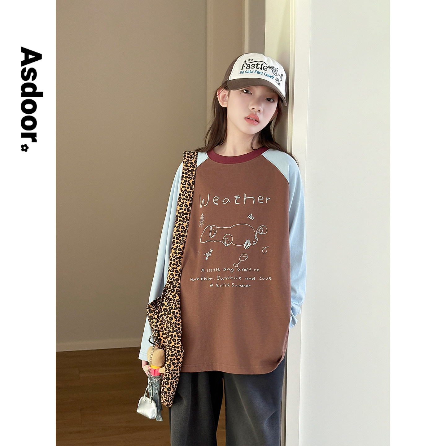 【美式复古】初中生插肩袖T恤2026春装新款青少年拼色长袖上衣潮,童装/婴儿装/亲子装,T恤,淘宝优惠券,粉丝福利购,淘宝优惠卷