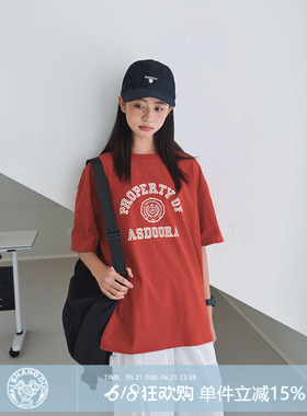 【红色记忆】初中生女T恤2026夏装新款女大童青少年复古短袖上衣