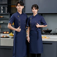 Синий фартук, короткий рукав