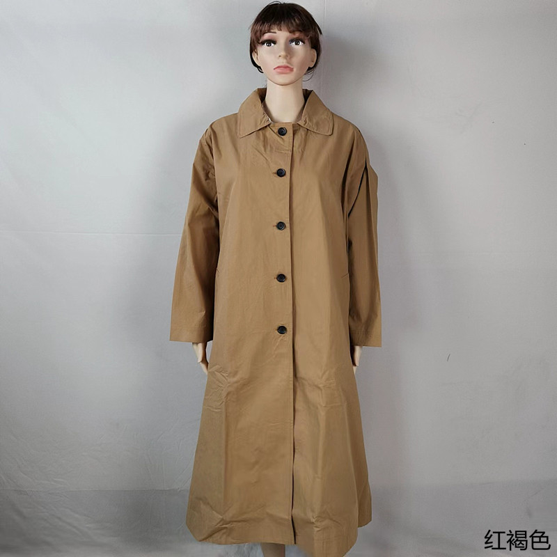 女式风衣外套2024长款外贸原单日单排扣长袖大衣后开叉百搭高级感