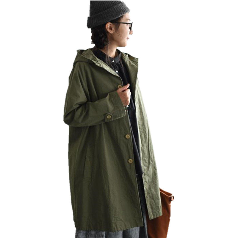 风衣女外套出口黑色加厚长款森系小众原单帆布休闲大衣个子小日单