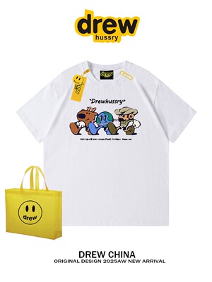 2026夏季新款drew美式卡通印花宽松休闲男女同款短袖T恤情侣半袖