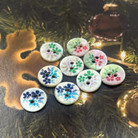 Blue, green and pink printed Martenberry buttons, natural shell buttons, 11.5mm shirt buttons, cardigan buttons, exclusive design thumbnail 5