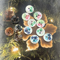Blue, green and pink printed Martenberry buttons, natural shell buttons, 11.5mm shirt buttons, cardigan buttons, exclusive design thumbnail 7