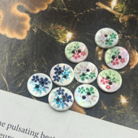 Blue, green and pink printed Martenberry buttons, natural shell buttons, 11.5mm shirt buttons, cardigan buttons, exclusive design thumbnail 4