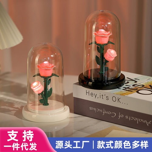 跨境创意永生玫瑰花小夜灯装饰摆件生日礼物毕业礼七夕情人节礼物