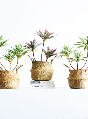 北欧ins风落地仿生绿植仿真植物盆栽百合竹室内客厅假树装饰摆件