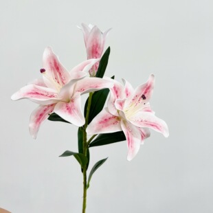 仿真花 重瓣3头百合 单枝假花 室内 家居 装饰  摄影道具软装陈设