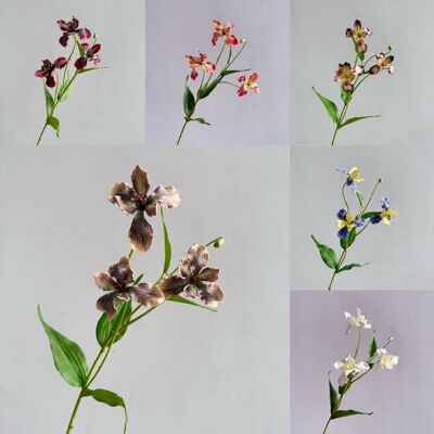 仿真花假花油画3头小鸢尾兰高品质商场橱窗配花造景布置火焰百合