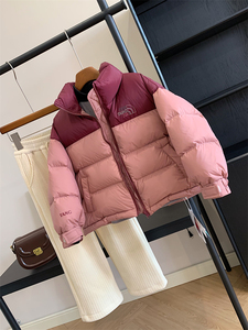 品牌童装冬季男女中大童撞色款字母加厚面包服保暖立领羽绒服外套