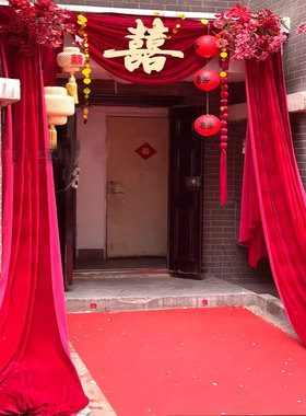 红色绒布背景布酒红色金丝绒面料婚庆地毯布会议桌布舞台幕布摄影