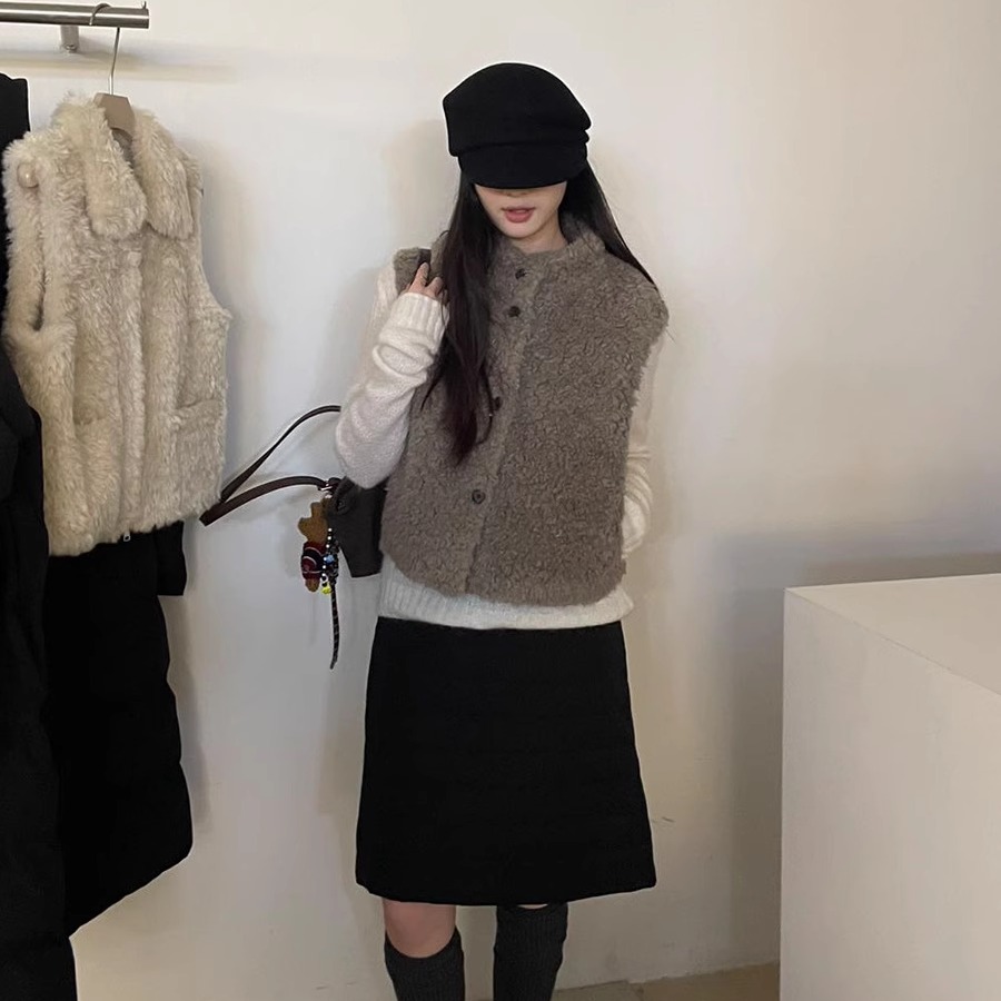 2025冬皮毛一体马甲休闲毛绒背心