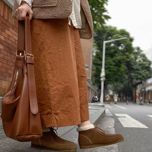 通宝tombor冬款复古加绒磨砂牛皮鞋豆豆鞋系带保暖雪地靴短筒靴女