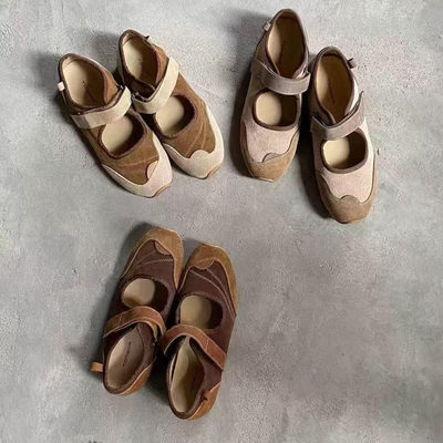 通宝TOMBOR森系复古魔术贴丑萌芭蕾舞平底单鞋女舒适软底鞋玛丽珍