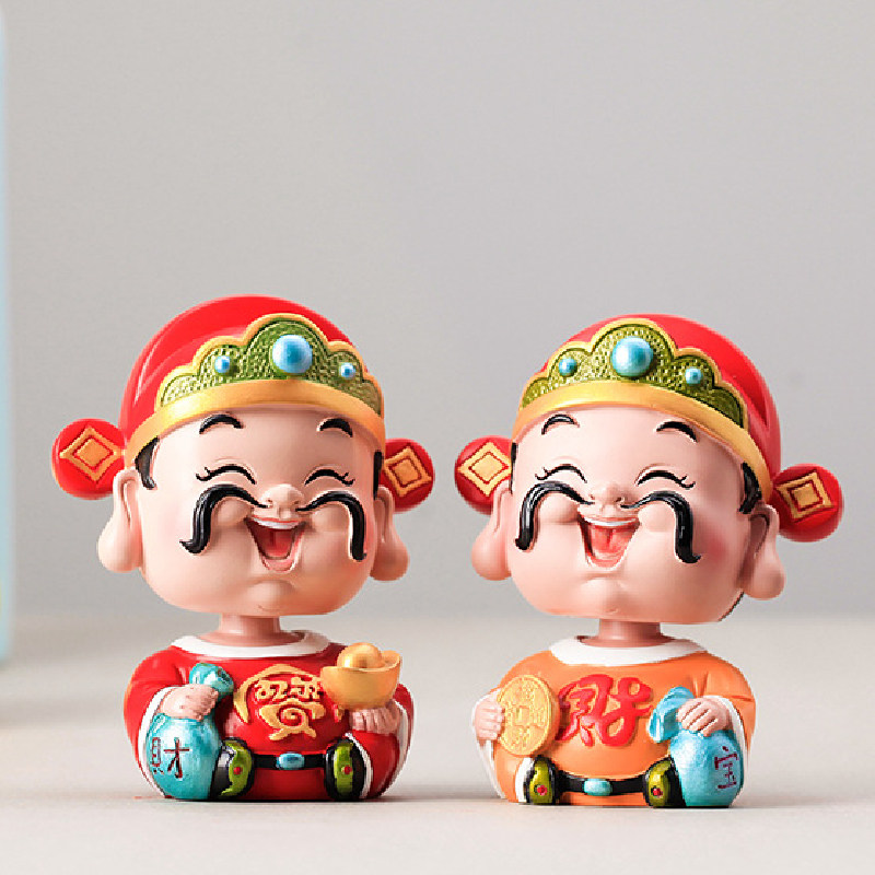 弥勒佛车载小和尚财神爷摇头摆件